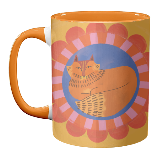 Folk Art Fox Bold Bright Colourful Painted Design - unique mug by AbiGoLucky