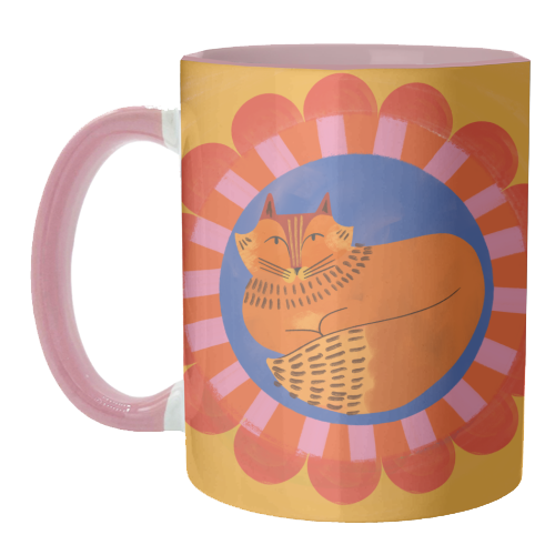 Folk Art Fox Bold Bright Colourful Painted Design - unique mug by AbiGoLucky