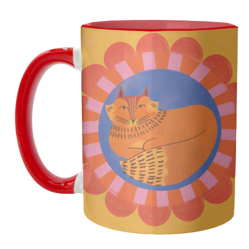 Folk Art Fox Bold Bright Colourful Painted Design - unique mug by AbiGoLucky