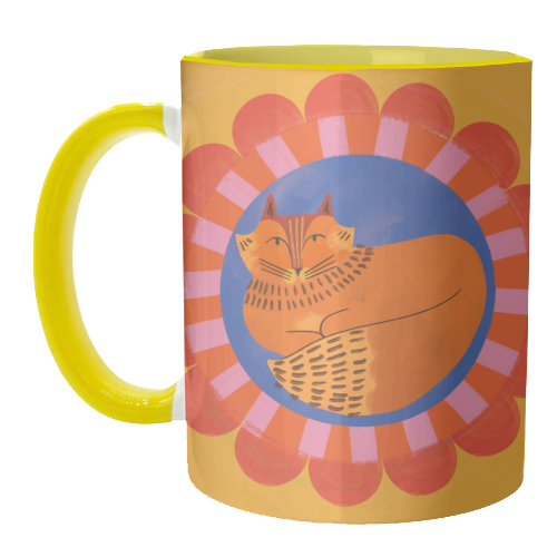 Folk Art Fox Bold Bright Colourful Painted Design - unique mug by AbiGoLucky