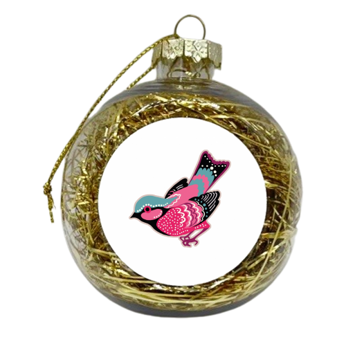 Folk Bird - xmas bauble by Victoria Krupp-Rombalski