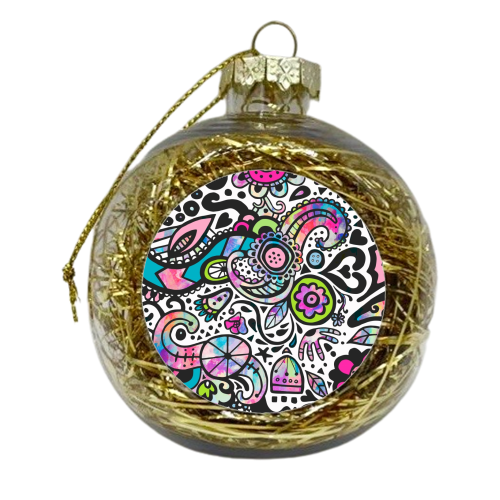 Folk Doodle  - xmas bauble by Cassie Swindlehurst