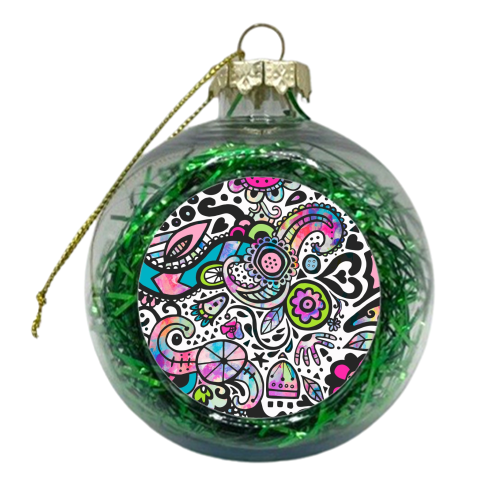 Folk Doodle  - xmas bauble by Cassie Swindlehurst