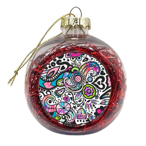 Folk Doodle  - xmas bauble by Cassie Swindlehurst