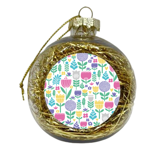 Folk Floral pattern - xmas bauble by sarah morley