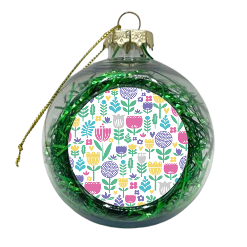 Folk Floral pattern - xmas bauble by sarah morley