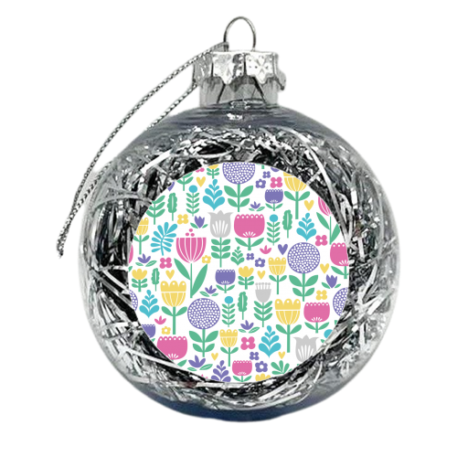 Folk Floral pattern - xmas bauble by sarah morley
