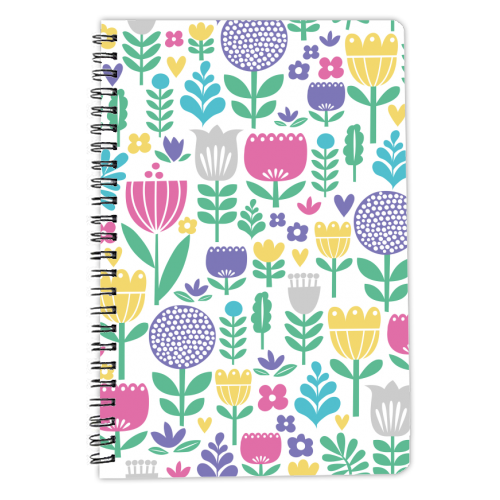 Folk Floral pattern - personalised A4, A5, A6 notebook by sarah morley