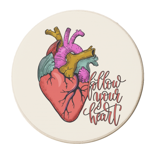 FOLLOW YOUR HEART - personalised beer coaster by Ania Wieclaw