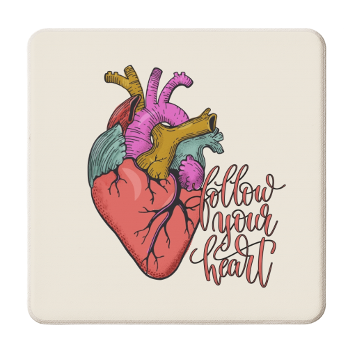 FOLLOW YOUR HEART - personalised beer coaster by Ania Wieclaw