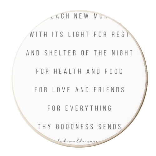 For Each New Morning with Its Light for Rest and Shelter of the Night...  -Ralph Waldo Emerson Quote - personalised beer coaster by Toni Scott