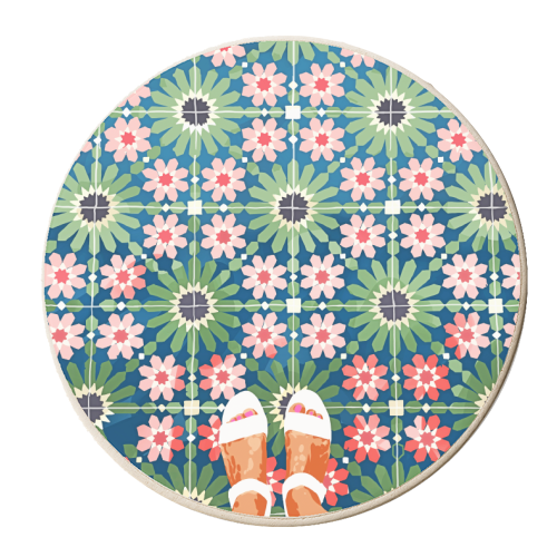 For The Love of Tiles | Moroccan Modern Bohemian Décor | Exotic Travel Watercolor Painting - personalised beer coaster by Uma Prabhakar Gokhale