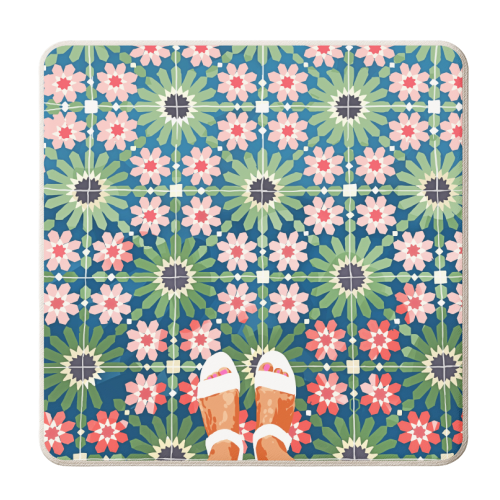 For The Love of Tiles | Moroccan Modern Bohemian Décor | Exotic Travel Watercolor Painting - personalised beer coaster by Uma Prabhakar Gokhale