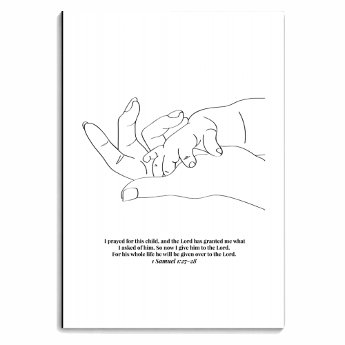 For This Child We Have Prayed... -1 Samuel 1:27-28 Line Art Sketch Black and White - personalised A4, A5, A6 notebook by Toni Scott