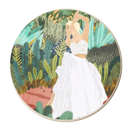 Forest Bride | Jungle Wedding Painting | Travel Solo | Blonde Woman Dancing Joy - personalised beer coaster by Uma Prabhakar Gokhale