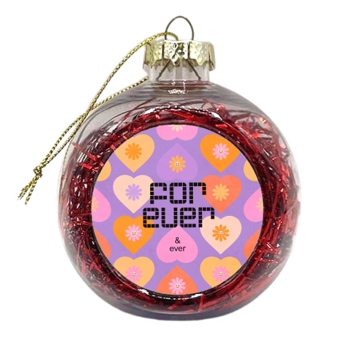 Forever - Daisy and Heart Pattern - xmas bauble by Dominique Vari