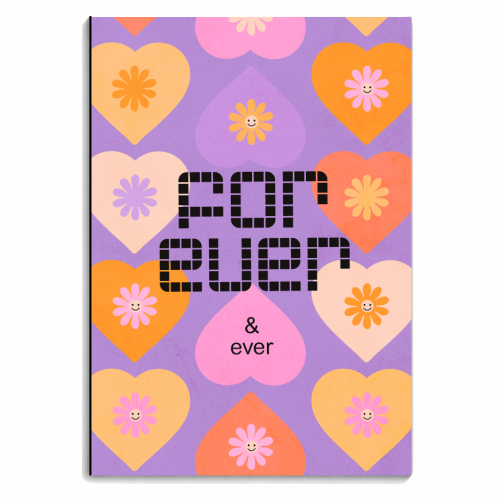 Forever - Daisy and Heart Pattern - personalised A4, A5, A6 notebook by Dominique Vari