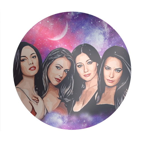 Four Magical Sisters - Circle Sticker by DOLLY WOLFE