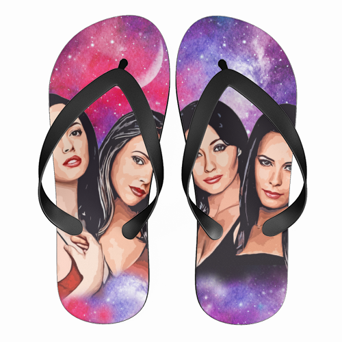 Four Magical Sisters - funny flip flops by DOLLY WOLFE