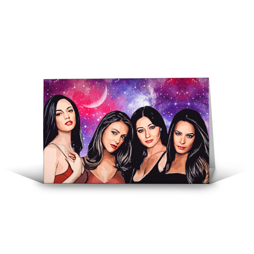 Four Magical Sisters - funny greeting card by DOLLY WOLFE