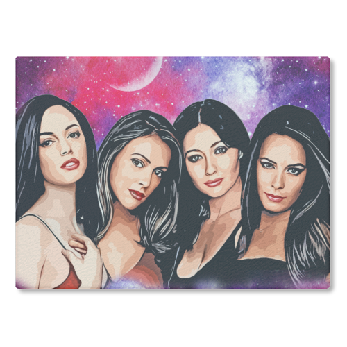 Four Magical Sisters - glass chopping board by DOLLY WOLFE