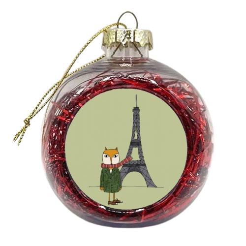 Fox In Paris - xmas bauble by Nichola Cowdery