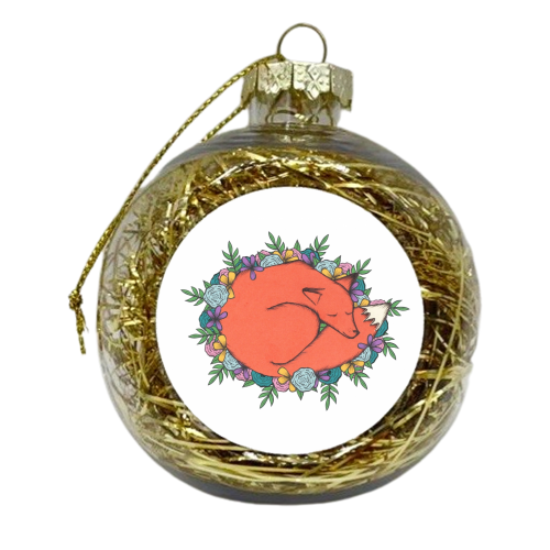 Fox in the Flowers - xmas bauble by Yazmin Brooks