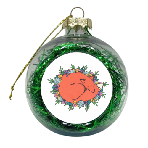 Fox in the Flowers - xmas bauble by Yazmin Brooks
