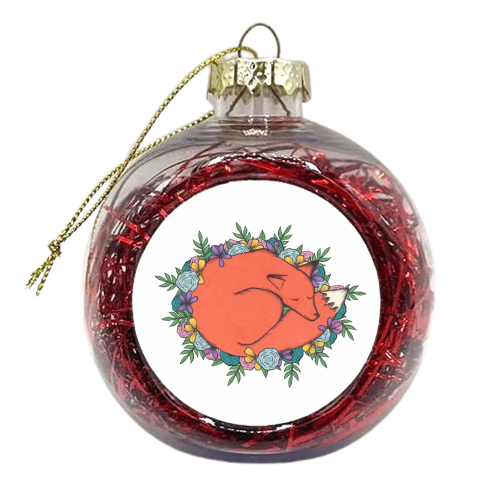 Fox in the Flowers - xmas bauble by Yazmin Brooks