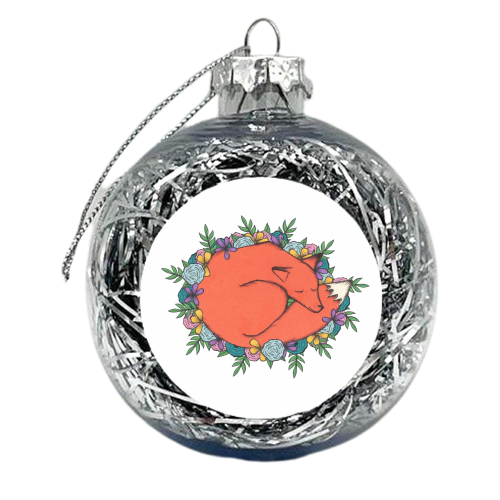 Fox in the Flowers - xmas bauble by Yazmin Brooks