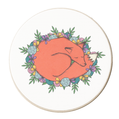 Fox in the Flowers - personalised beer coaster by Yazmin Brooks