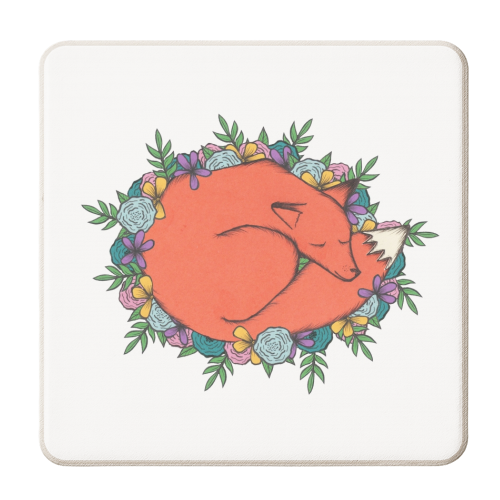 Fox in the Flowers - personalised beer coaster by Yazmin Brooks
