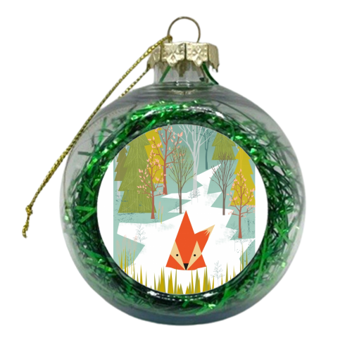 Fox Print - xmas bauble by Maria Cox