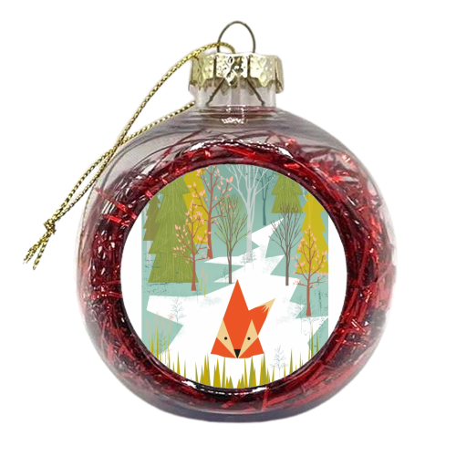 Fox Print - xmas bauble by Maria Cox