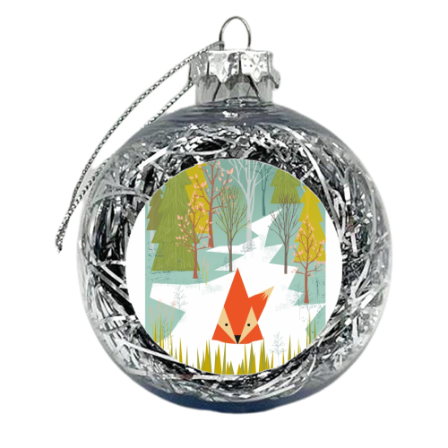 Fox Print - xmas bauble by Maria Cox