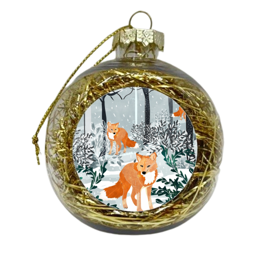Fox Snow Walk - xmas bauble by Uma Prabhakar Gokhale