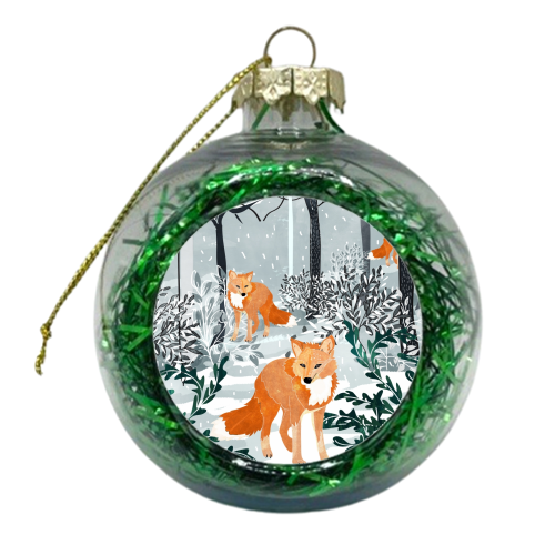 Fox Snow Walk - xmas bauble by Uma Prabhakar Gokhale