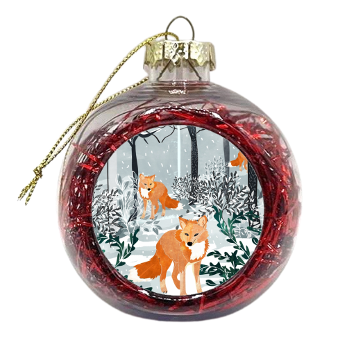 Fox Snow Walk - xmas bauble by Uma Prabhakar Gokhale