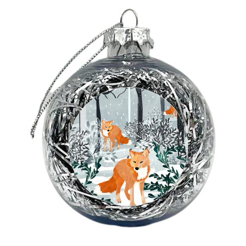 Fox Snow Walk - xmas bauble by Uma Prabhakar Gokhale