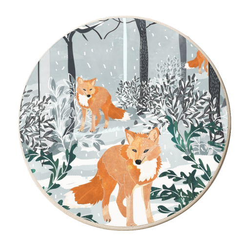 Fox Snow Walk - personalised beer coaster by Uma Prabhakar Gokhale