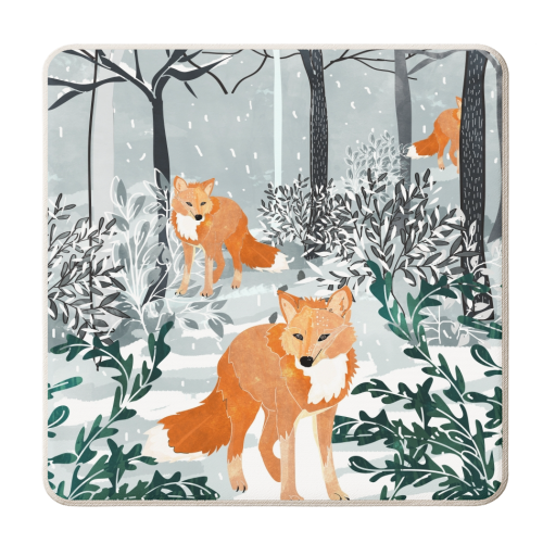 Fox Snow Walk - personalised beer coaster by Uma Prabhakar Gokhale