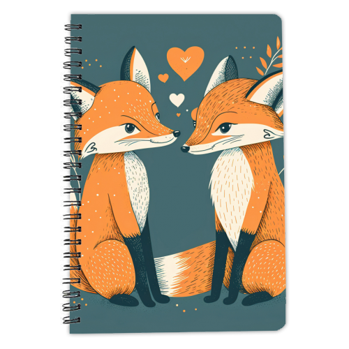 foxes in love - personalised A4, A5, A6 notebook by haris kavalla