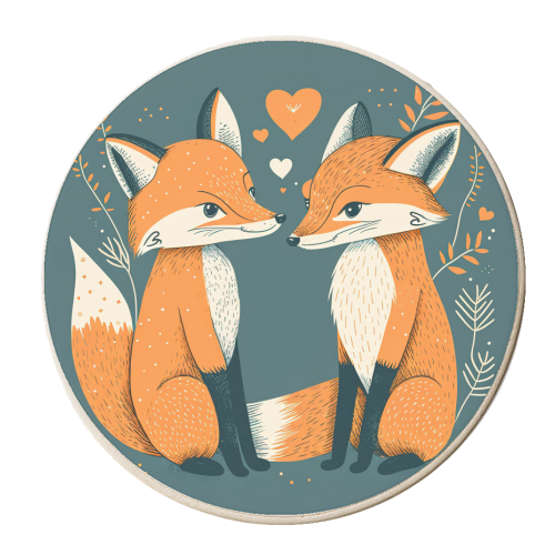 foxes in love - personalised beer coaster by haris kavalla
