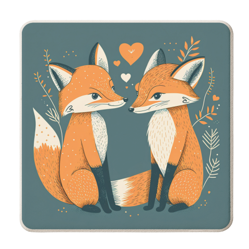 foxes in love - personalised beer coaster by haris kavalla