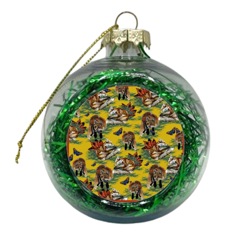 Foxes in the grass - xmas bauble by Louisa Heseltine