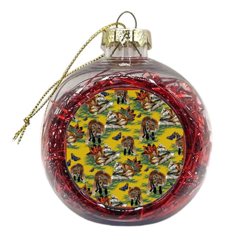 Foxes in the grass - xmas bauble by Louisa Heseltine