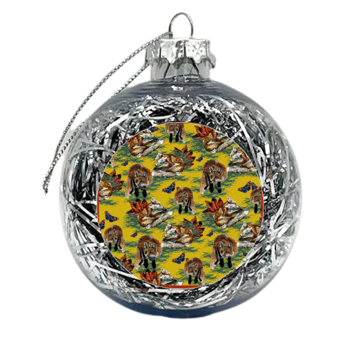 Foxes in the grass - xmas bauble by Louisa Heseltine