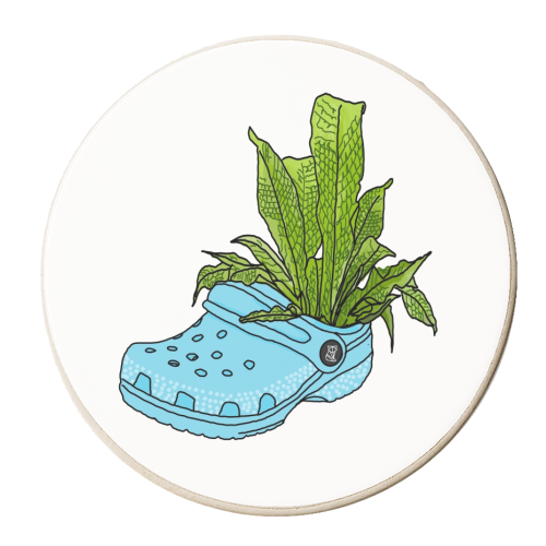 Foxy Clog Bootanical - personalised beer coaster by Claire Rook