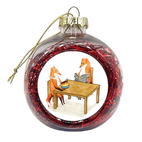 Foxy Dinner - xmas bauble by Isobel Woodcock