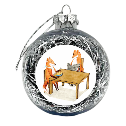 Foxy Dinner - xmas bauble by Isobel Woodcock